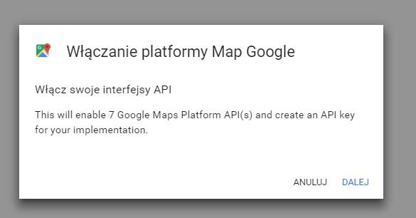 włączenie google maps api