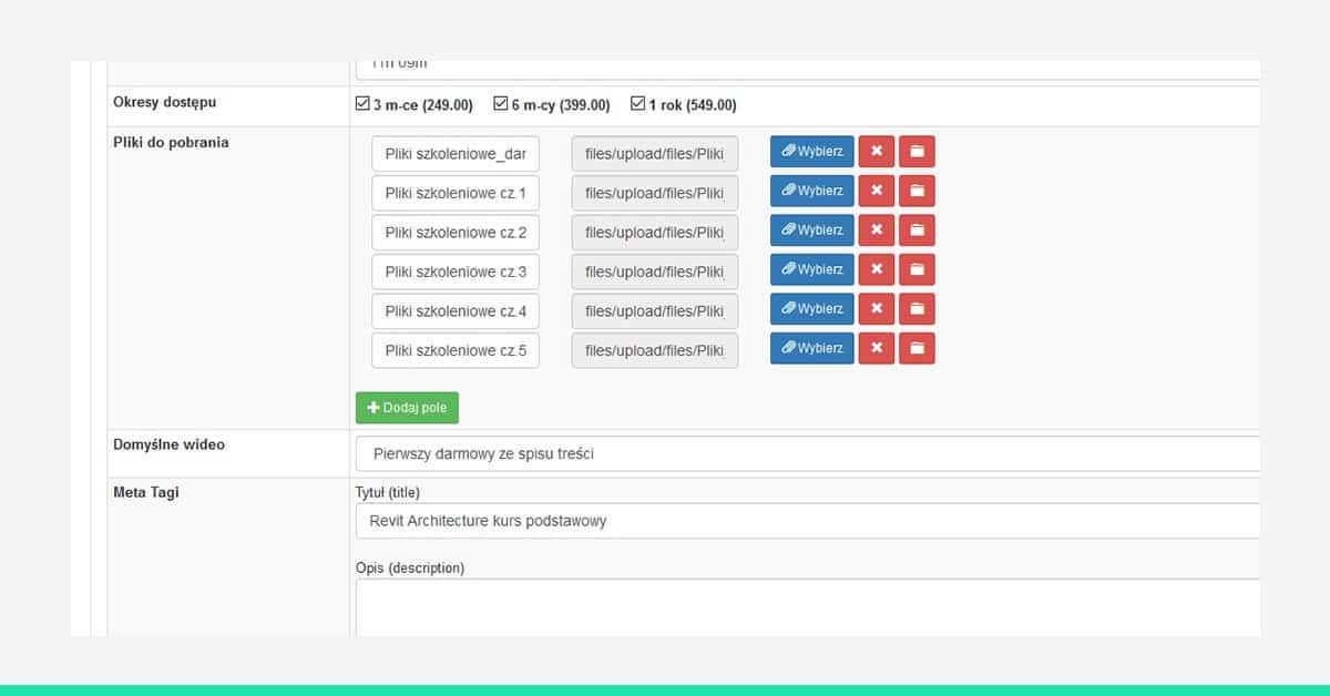 Moduł plików do pobrania w systemie video e-learningu CADach