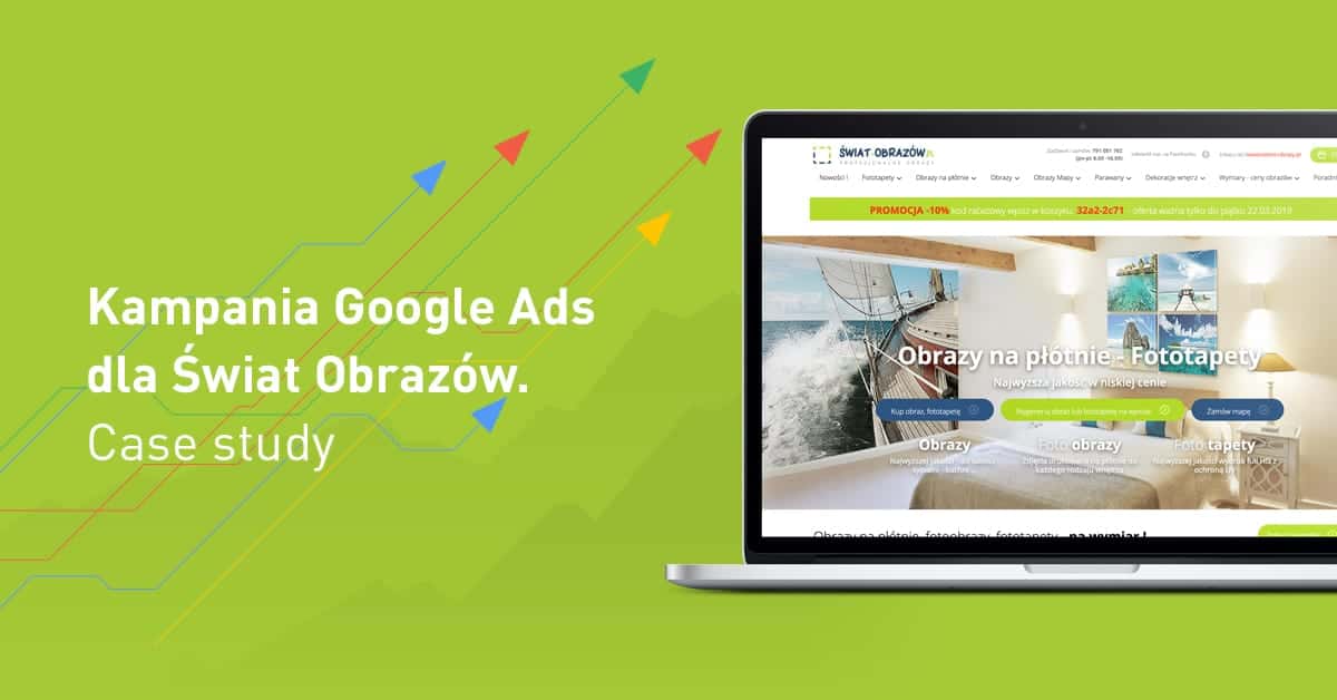 Grafika tytułowa - Case study kampanii Google Ads dla Świat Obrazów