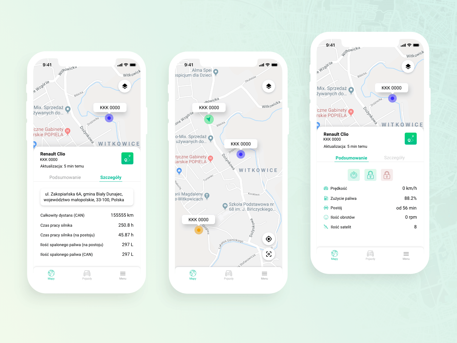 mapa navifleet na smartfonie