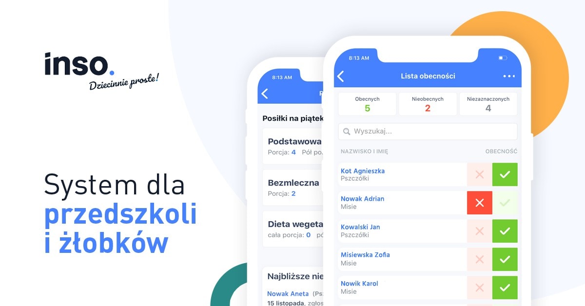 aplikacja dla przedszkoli i żłobków INSO
